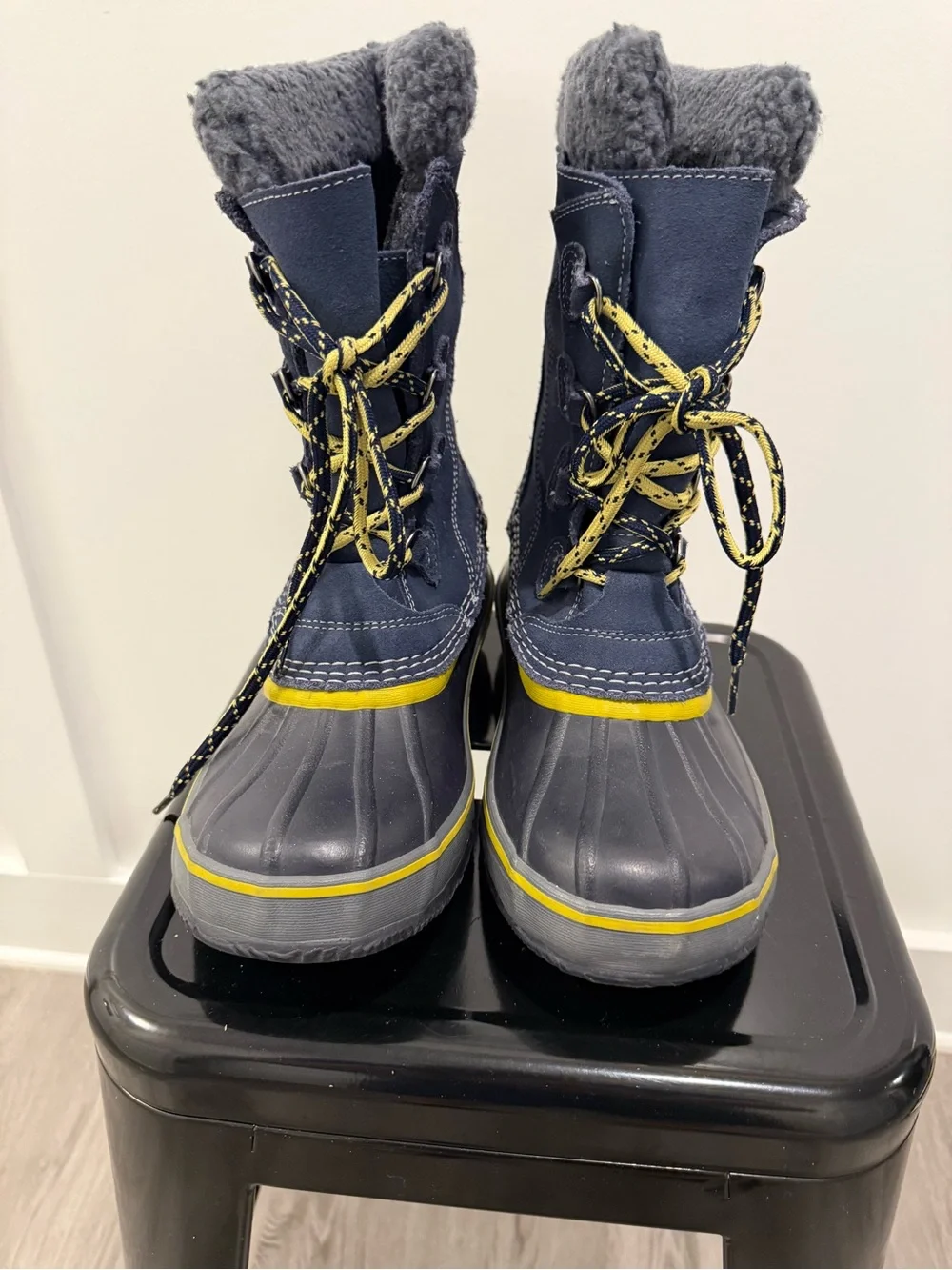 L.L. Bean Navy and Yellow Kids Winter Boots